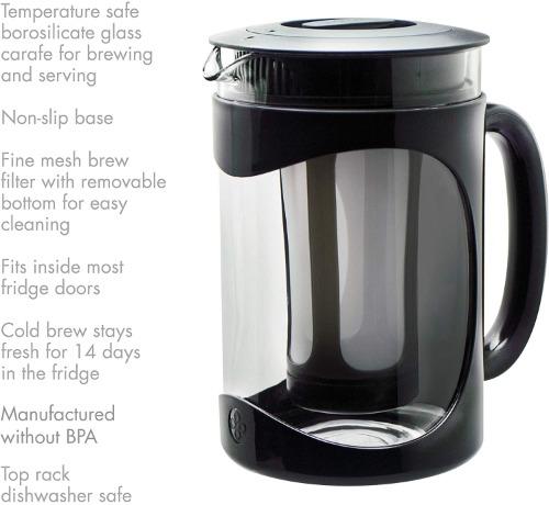 Burke Cold Brew Coffee Maker features on white background