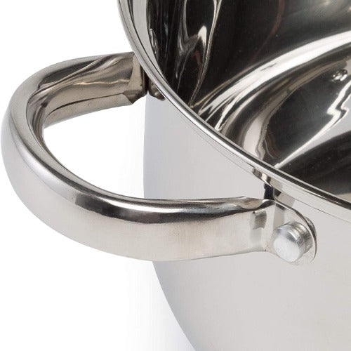 Pure Intentions Stainless Steel Stockpot slow up to handle on white background
