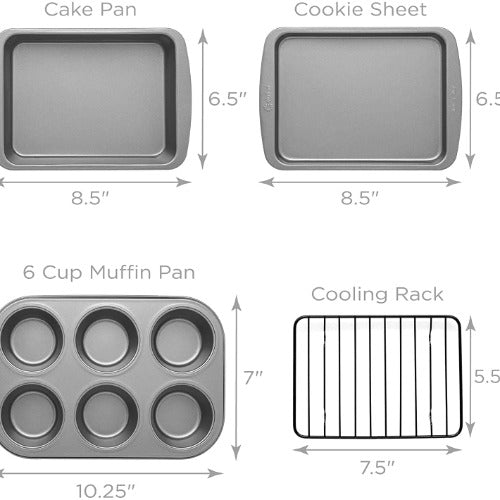 BakeIns Toaster Oven Set dimensions on white background