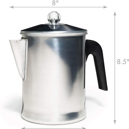 Doris Percolator dimensions on white background