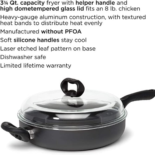 Evolve Chicken Fryer with High Dome Glass Lid with features