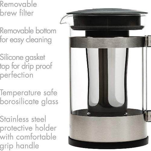 Kedzie Cold Brew Maker with features on white background