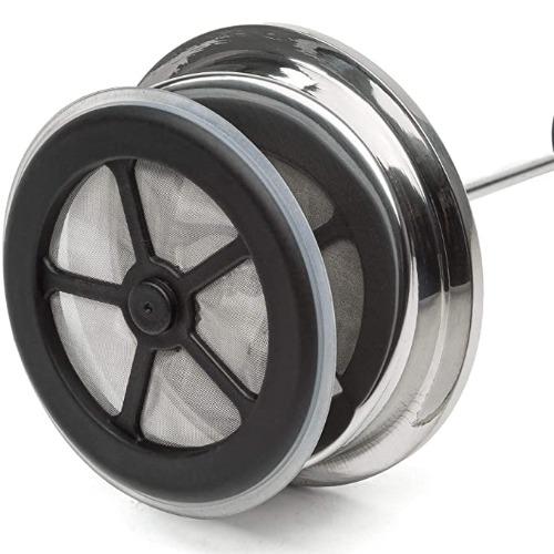 Lexington Double Wall Stainless Steel Coffee Press close up to filter on white background