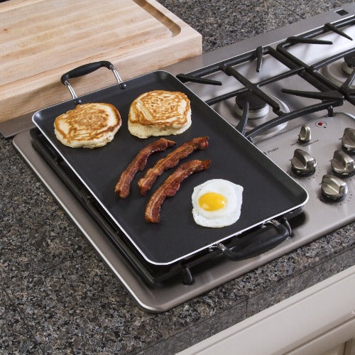 Artistry Non-Stick Double Burner Griddle cooking breakfast
