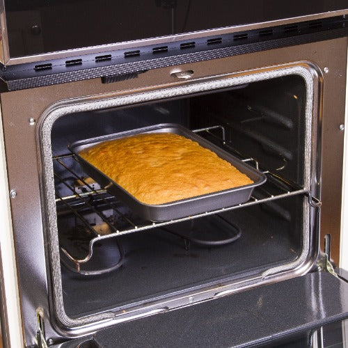 Rectangular Cake Pan in oven with food