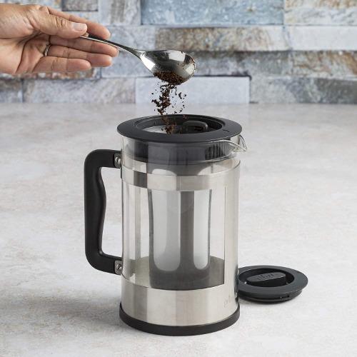 Kedzie Cold Brew Maker adding coffee on counter