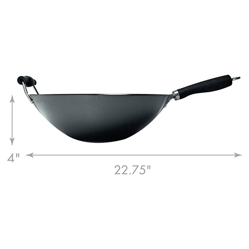 14 Inch Wok dimensions on white background