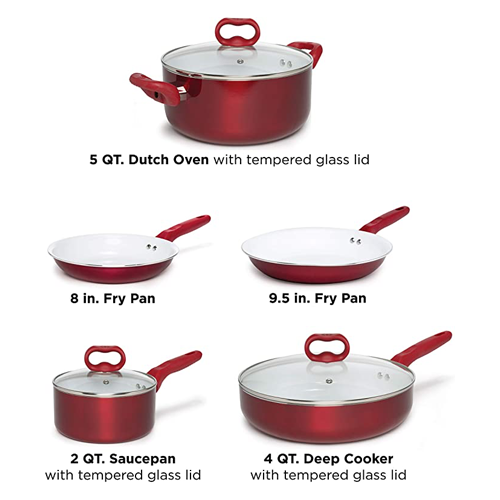 Bliss Non-Stick Ceramic Cookware Set with what set includes
