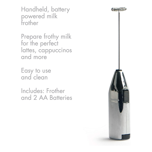 Handheld Milk Frother features on white background
