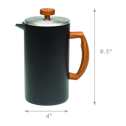 Grant French Press dimensions on white background