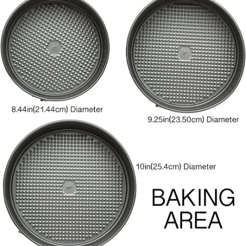 Ecolution Spring form Pans baking area dimensions on white background